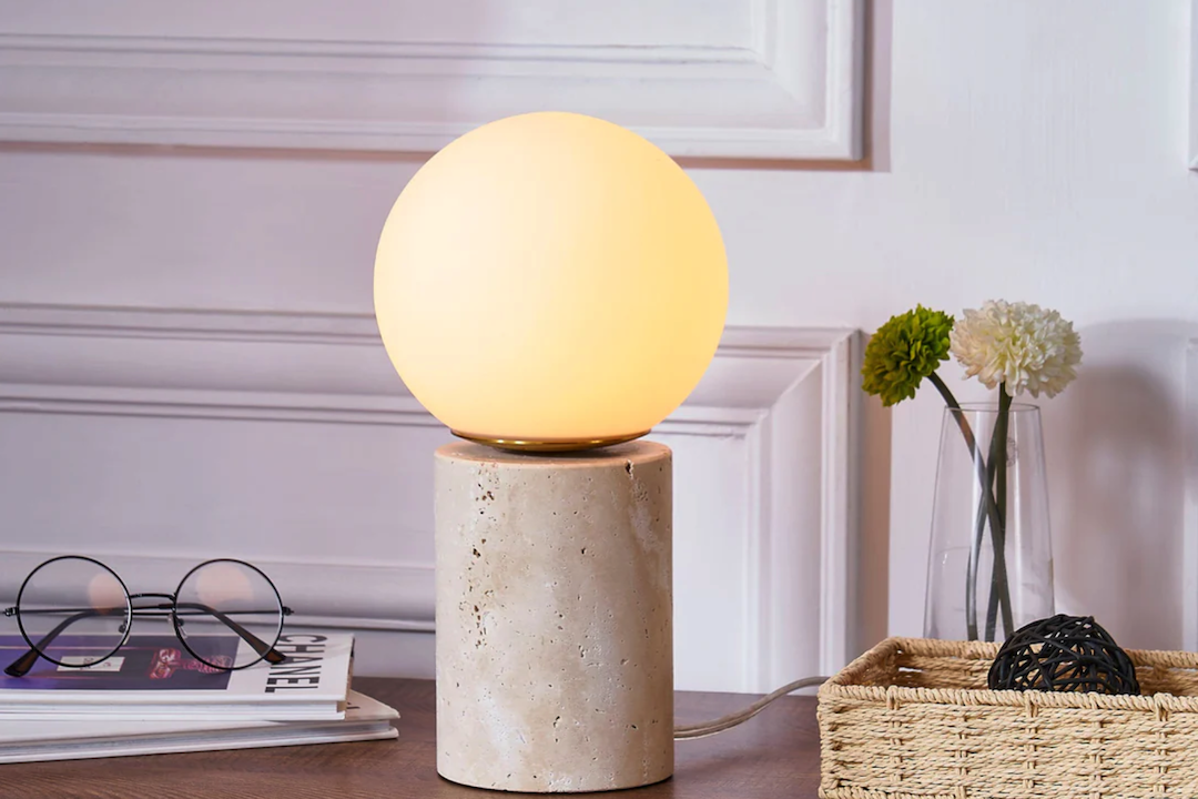 Enhance Your Space with a Modern Travertine Base Glass Globe Table Lamp