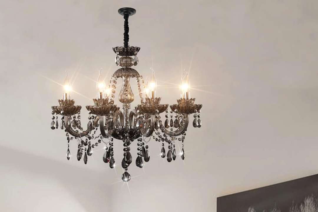 Elegant Smoky Grey Crystal Ceiling Light: A Luxurious Addition to Your Home