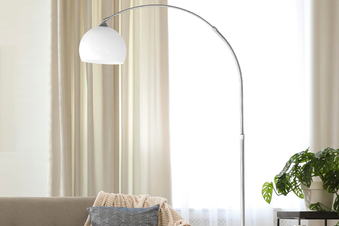 Modern Elegance: Studio Minimalist Matte White Arc Floor Lamp